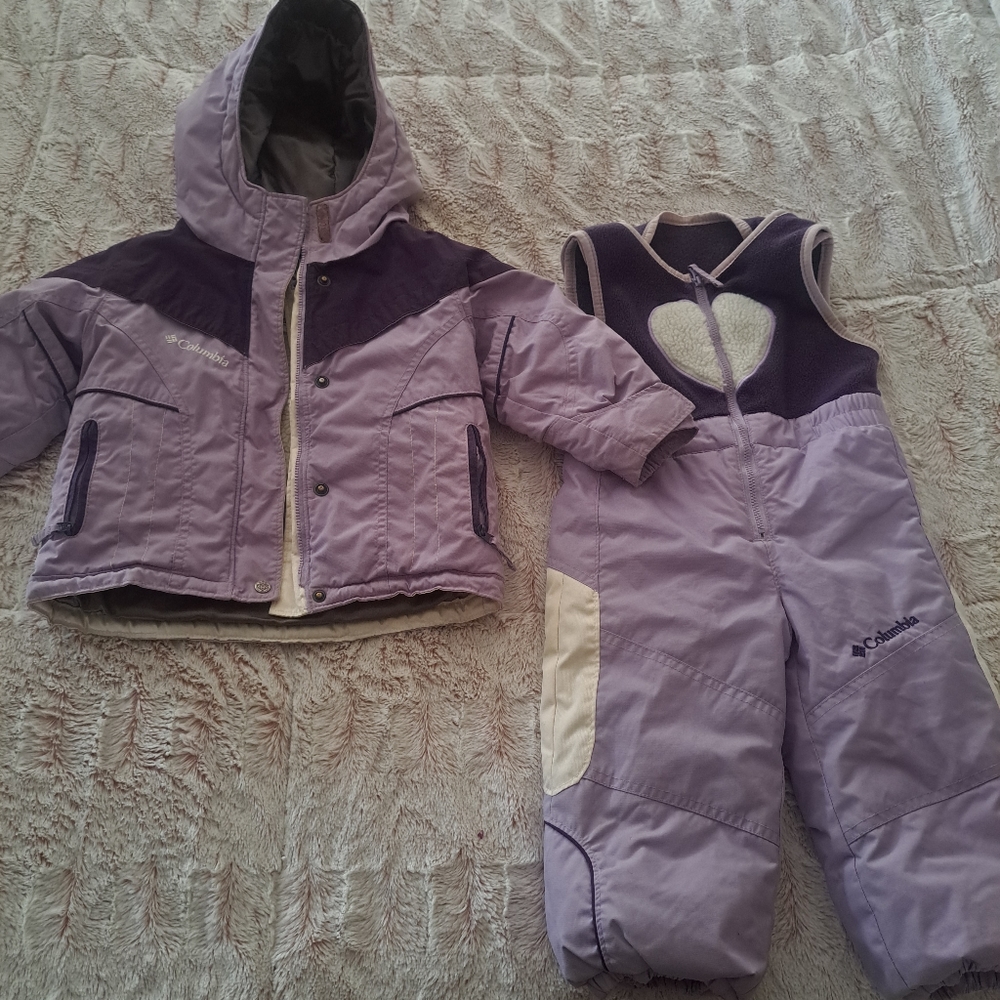 2t girls Columbia snowsuit - purple bibs and jacket